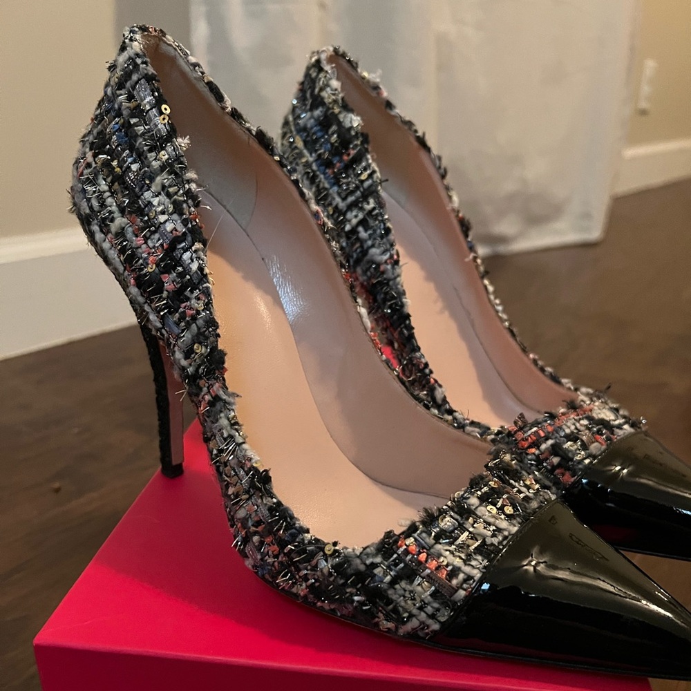 Kate Spade ♠️ Tweed and Leather Heels